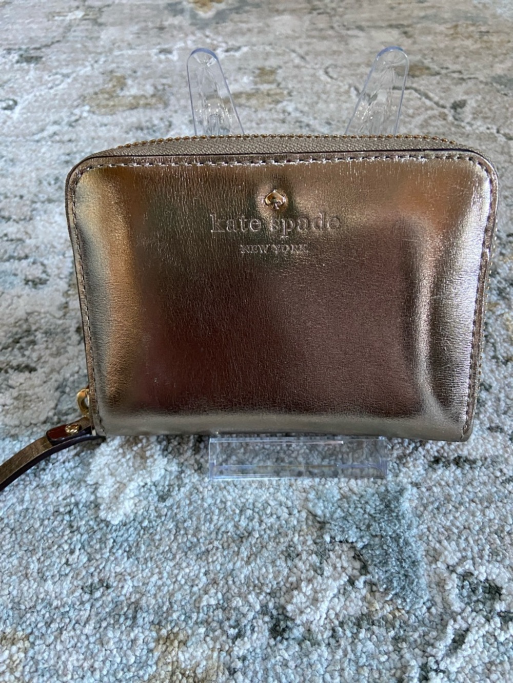 kate spade Madison Metallic Gold Compact Zip Wallet